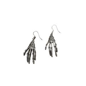 Retro Novelty Goth Halloween Skeleton Hand Dangle Earrings